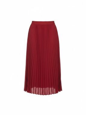 Kaspar Women's Red Pleated Midi Skirt